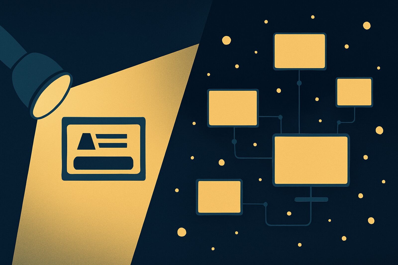 Abstraktná ilustrácia dvoch odlišných typov digitálnej reklamy, vyhľadávacej a obsahovej